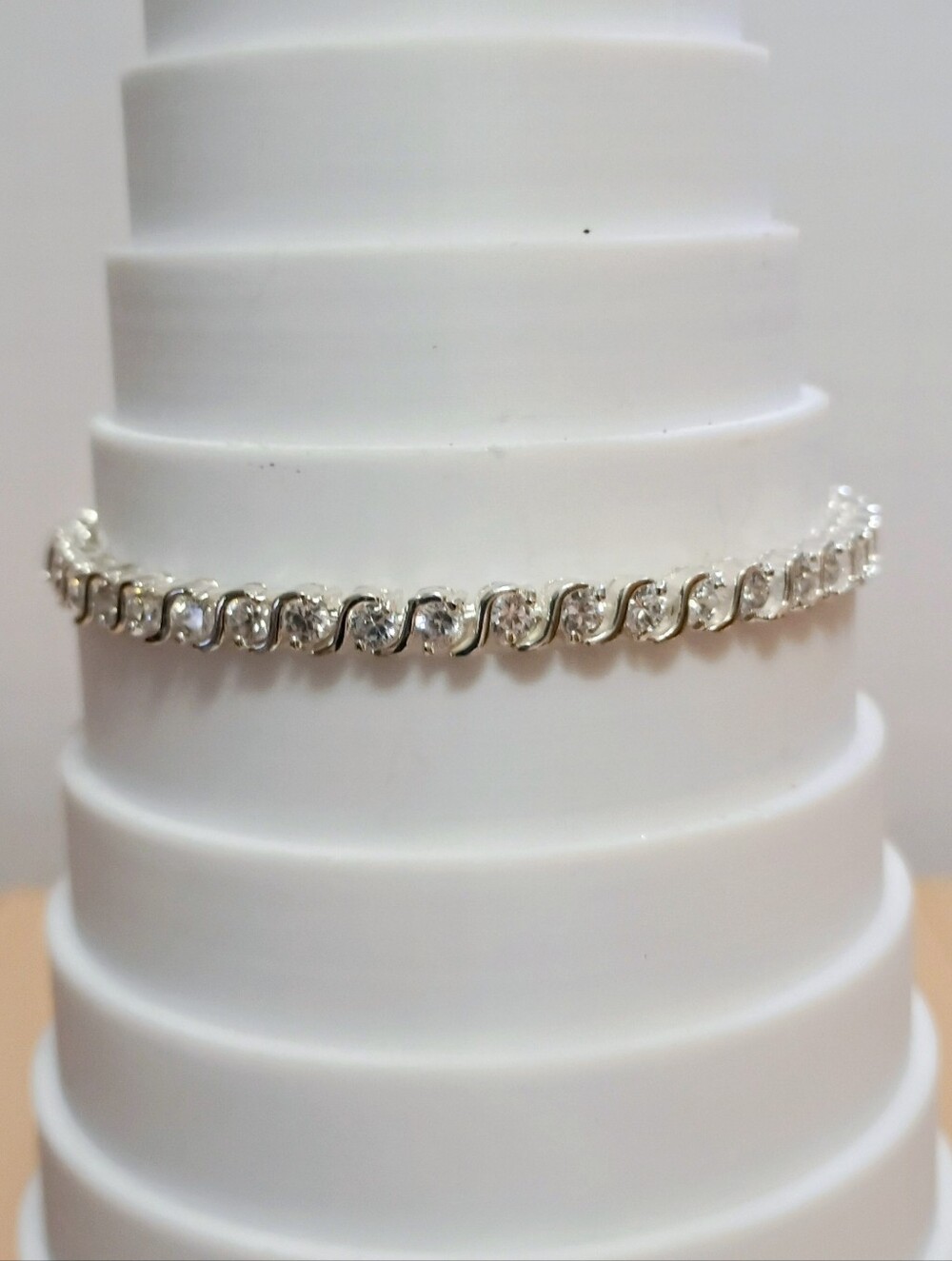 Faux Diamond Tennis Bracelet Signed Roman